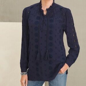 Chicos | Lace Up Eyelet |‎ Long Sleeve Top